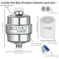 Konvio Neer 22-stage advanced Shower Filter for Hard Water | Multi-Stage Borewell/Tanker Water Softener for Bathroom, for better hair and skin | Chrome Finish (22-Stage, Pack of 1 + Extra Cartridge)