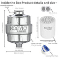 Konvio Neer 22-stage advanced Shower Filter for Hard Water | Multi-Stage Borewell/Tanker Water Softener for Bathroom, for Soft hair and skin | Chrome Finish (22-Stage, Pack of 1)