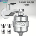 Konvio Shower and tap filter for hard water with 22-Stage | Advanced water softener for Bathroom | Hard Water Filter | (Pack of 1, Chrome)